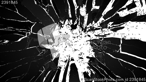 Image of Shattered glass: sharp Pieces on white 