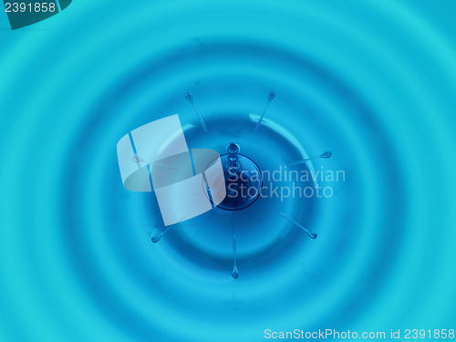 Image of Drops and waves of blue fluid