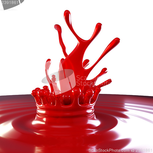 Image of Splashes of red colorful liquid with droplets