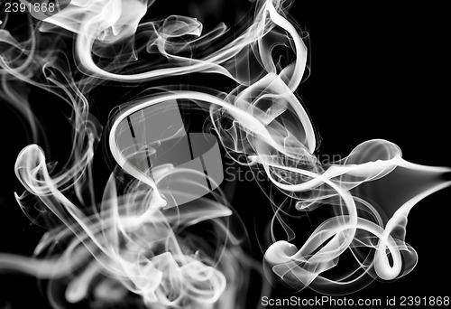 Image of White abstract puff of smoke on black
