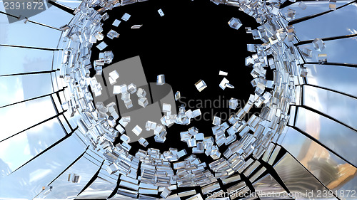 Image of Pieces of Broken mirror glass isolated