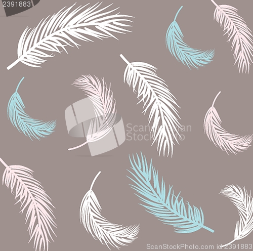 Image of Vintage Feather seamless background. Hand drawn illustration.