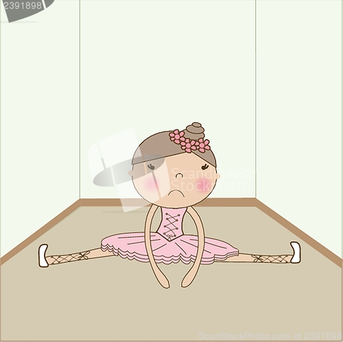 Image of Cute sad ballerina fell on the floor