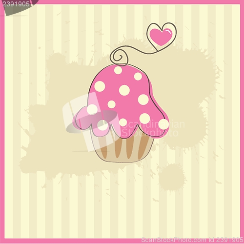 Image of Cute vector background with small cupcake