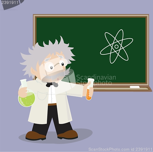 Image of funny cartoon scientist in various poses for use in advertising, presentations, brochures, blogs, documents and forms, etc.