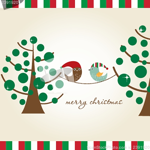 Image of Christmas card with holiday elements.
