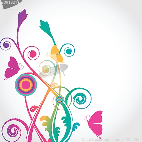 Image of Floral card with butterflies