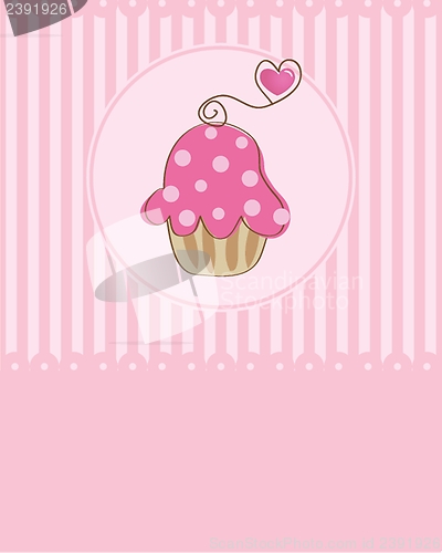 Image of Cute vector background with small cupcake