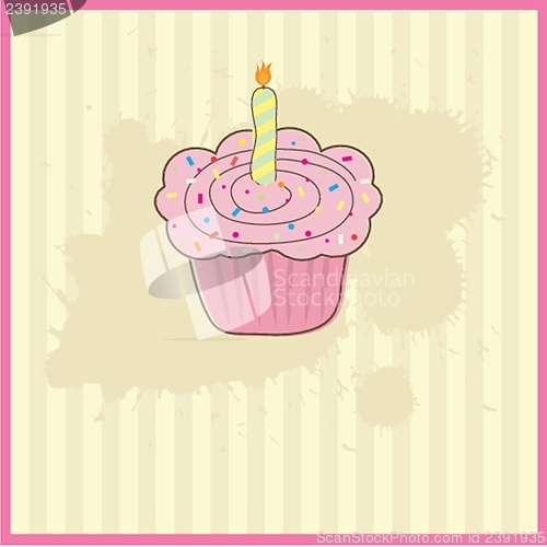 Image of Cute vector background with small cupcake