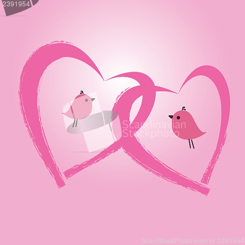 Image of Cute vector background with vintage hearts