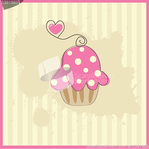 Image of Cute vector background with small cupcake