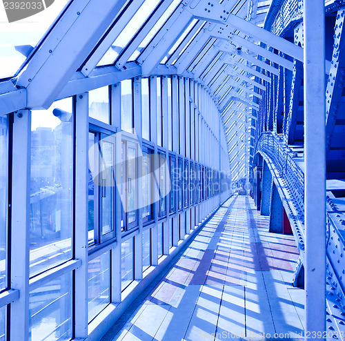 Image of blue interior covered bridge