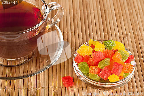 Image of Cup of tea with candied fruits