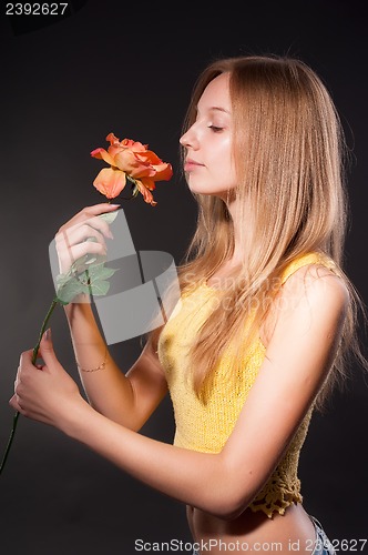 Image of Girl at black background
