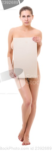 Image of figure of a naked woman with poster