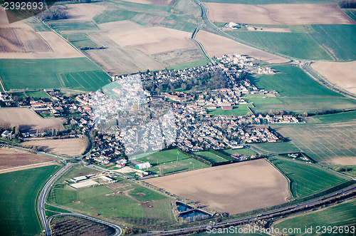 Image of View from the plane on the spring fields