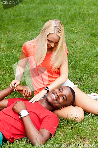 Image of young couple in love summertime fun happiness romance 
