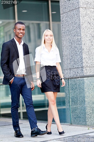 Image of successful business team diversity outdoor summer 