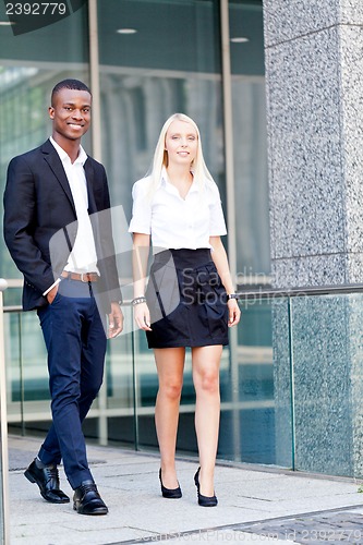 Image of successful business team diversity outdoor summer 
