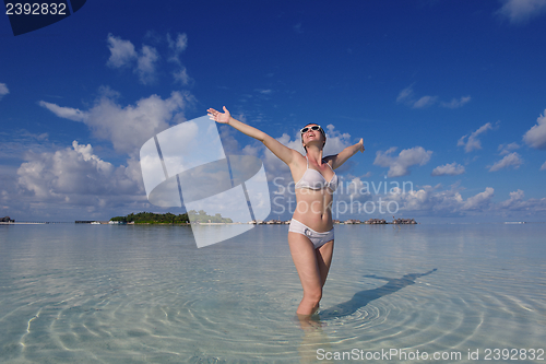 Image of happy woman enjoy  summer time