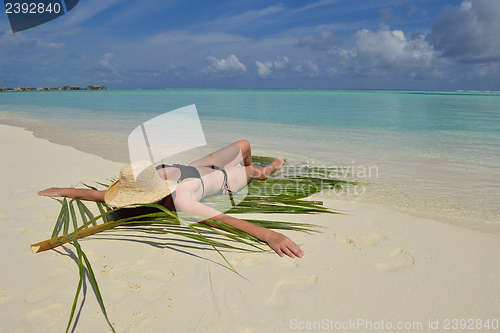 Image of happy woman enjoy  summer time