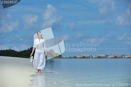 Image of happy woman enjoy  summer time