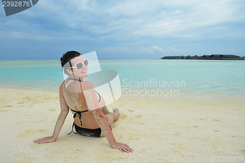 Image of happy woman enjoy  summer time