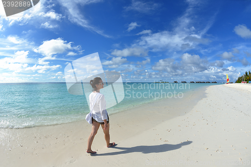 Image of happy woman enjoy  summer time