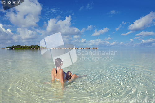 Image of happy woman enjoy  summer time
