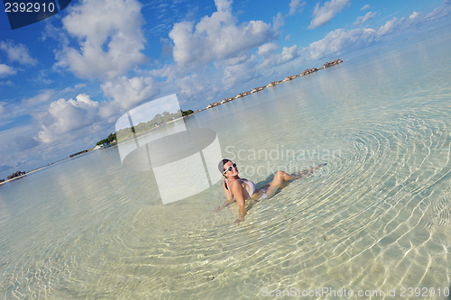 Image of happy woman enjoy  summer time