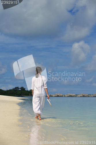 Image of happy woman enjoy  summer time