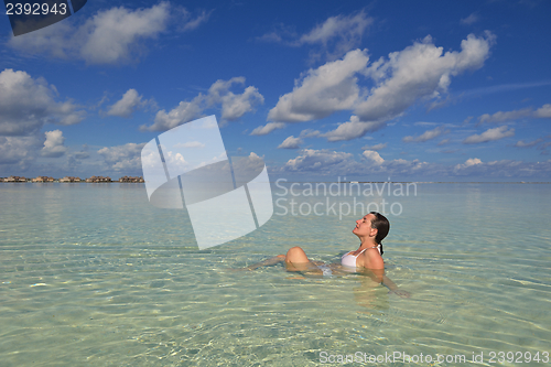 Image of happy woman enjoy  summer time