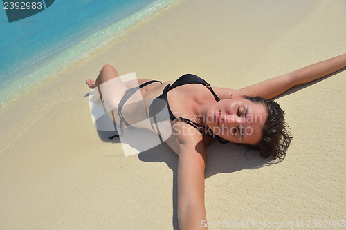 Image of happy woman enjoy  summer time