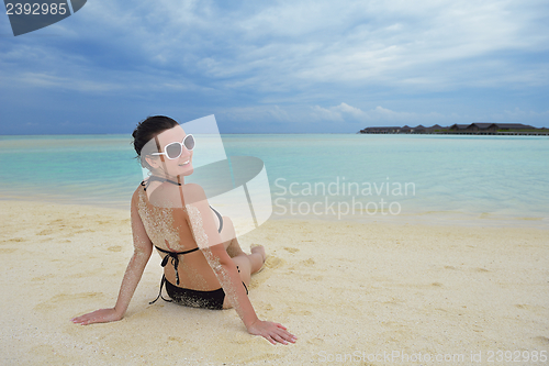 Image of happy woman enjoy  summer time