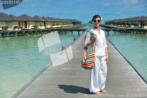 Image of happy woman enjoy  summer time