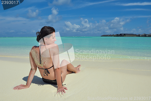Image of happy woman enjoy  summer time