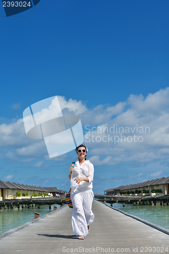 Image of happy woman enjoy  summer time