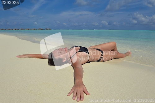 Image of happy woman enjoy  summer time