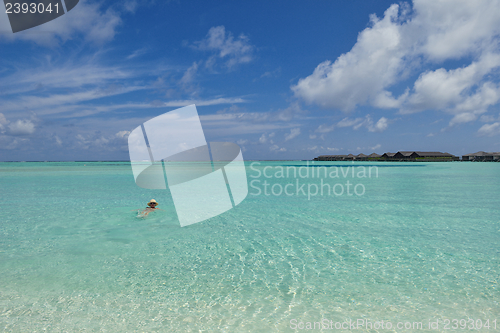 Image of happy woman enjoy  summer time