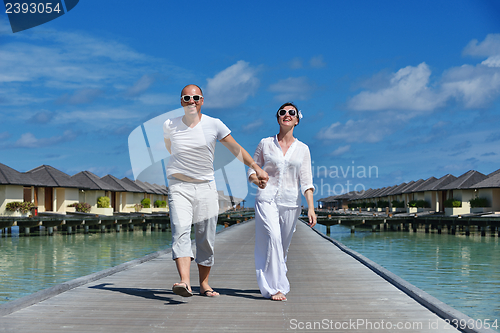 Image of happy young couple have fun on summer