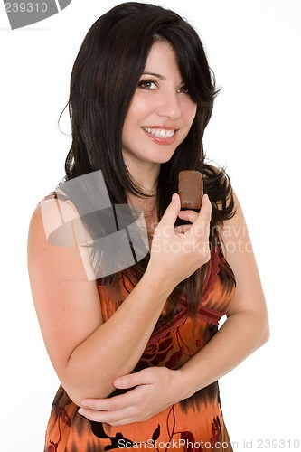 Image of Woman with chocolate snack