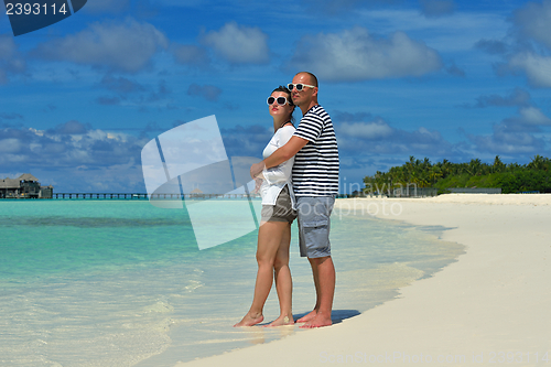 Image of happy young couple have fun on summer