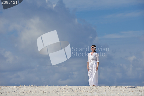 Image of happy woman enjoy  summer time