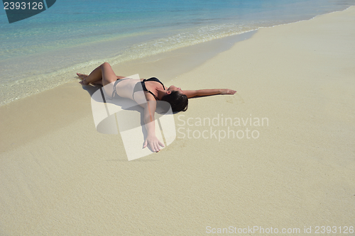 Image of happy woman enjoy  summer time