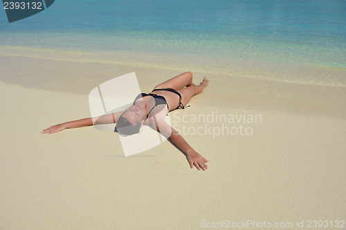 Image of happy woman enjoy  summer time