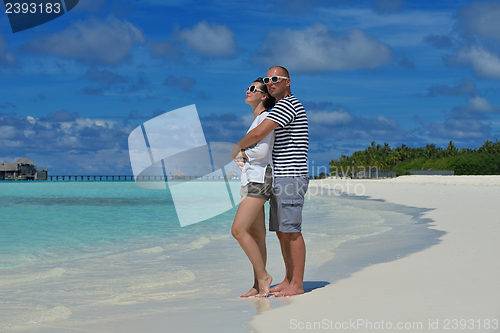Image of happy young couple have fun on summer