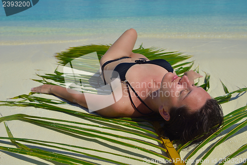 Image of happy woman enjoy  summer time