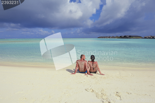 Image of happy young couple have fun on summer
