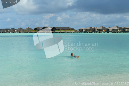 Image of happy woman enjoy  summer time