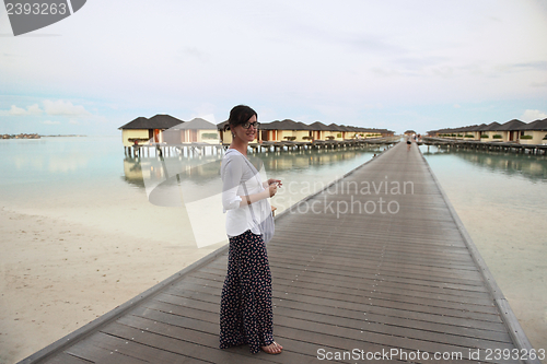 Image of happy woman enjoy  summer time